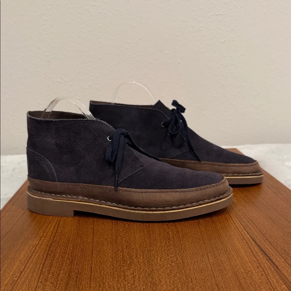 Clarks Originals Desert Boots Men 8 Navy Blue Suede Chukka Crepe Sole